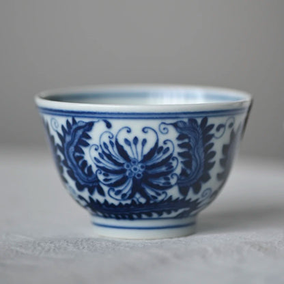 Chu Mo pottery society Jingdezhen antique hand painted blue and white porcelain Master Cup single cup tea cup