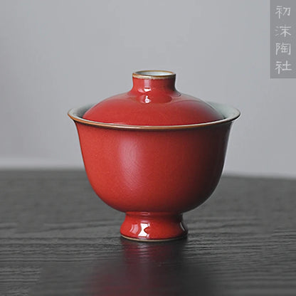 Chumo pottery society Jingdezhen Jihong cup single Kungfu cup cup small Ru kiln cup