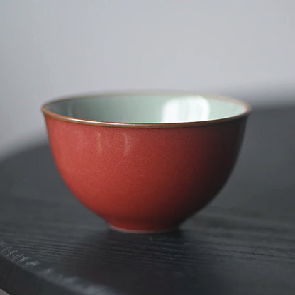 Chumo pottery society Jingdezhen Jihong cup single Kungfu cup cup small Ru kiln cup