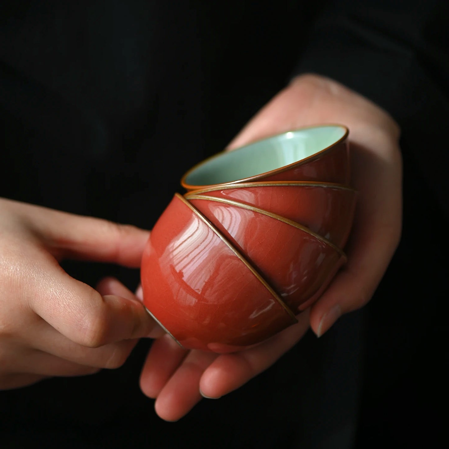 Chumo pottery society Jingdezhen Jihong cup single Kungfu cup cup small Ru kiln cup
