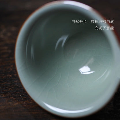 Chumo pottery society Jingdezhen Jihong cup single Kungfu cup cup small Ru kiln cup