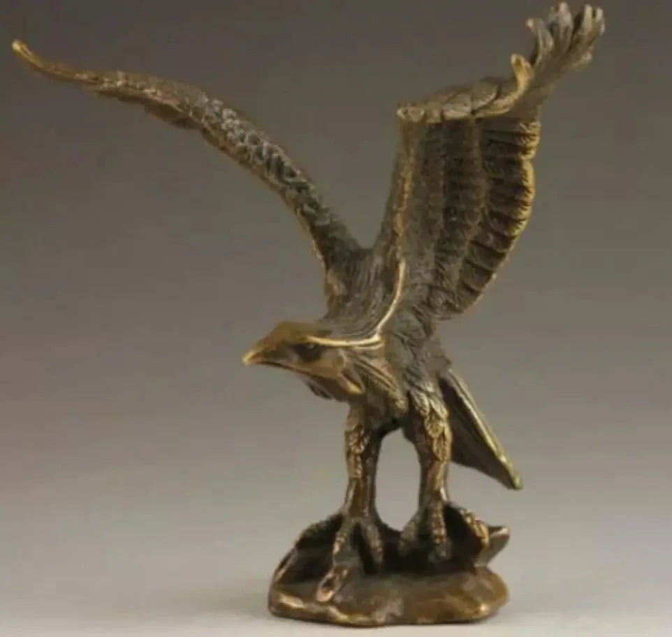 Cina Perunggu Kuningan Patung EAGLE/Hawk Sosok Figurine 4.5 "Tinggi