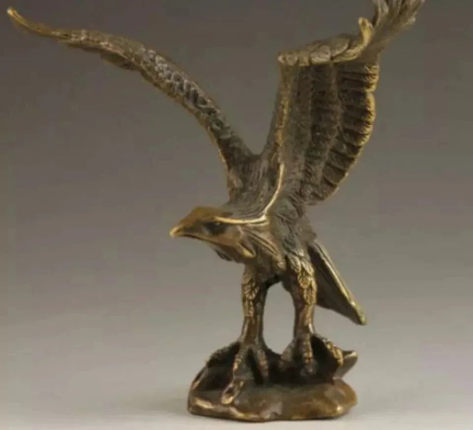 Cina Perunggu Kuningan Patung EAGLE/Hawk Sosok Figurine 4.5 "Tinggi