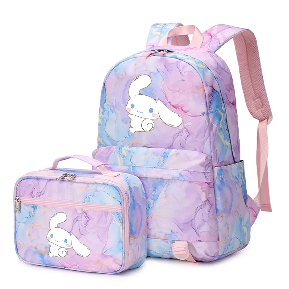 Cinnamoroll Girls Boys Kids 2 pcs Backpack with Lunch Bag Rucksack Casual School Bags for Student Teenagers Women Sets