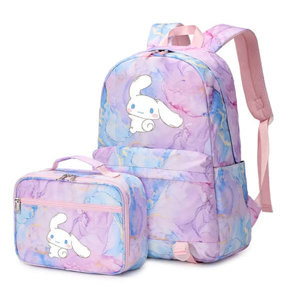 Cinnamoroll Girls Boys Kids 2 pcs Backpack with Lunch Bag Rucksack Casual School Bags for Student Teenagers Women Sets