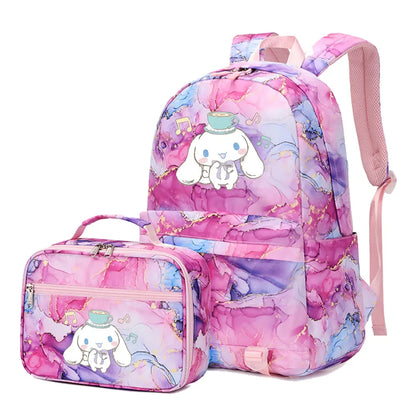 Cinnamoroll Girls Boys Kids 2 pcs Backpack with Lunch Bag Rucksack Casual School Bags for Student Teenagers Women Sets