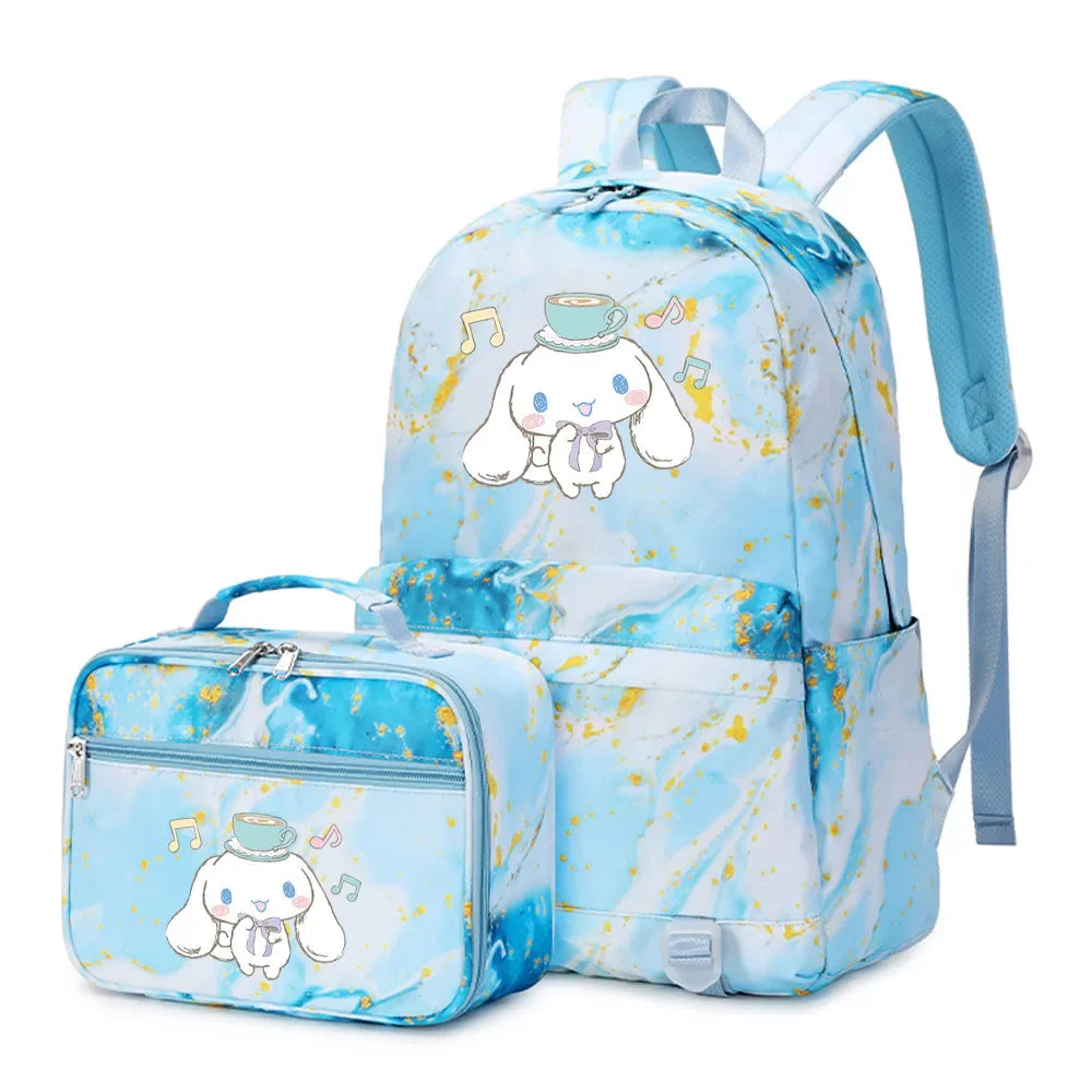 Cinnamoroll Girls Boys Kids 2 pcs Backpack with Lunch Bag Rucksack Casual School Bags for Student Teenagers Women Sets