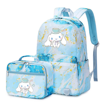 Cinnamoroll Girls Boys Kids 2 pcs Backpack with Lunch Bag Rucksack Casual School Bags for Student Teenagers Women Sets