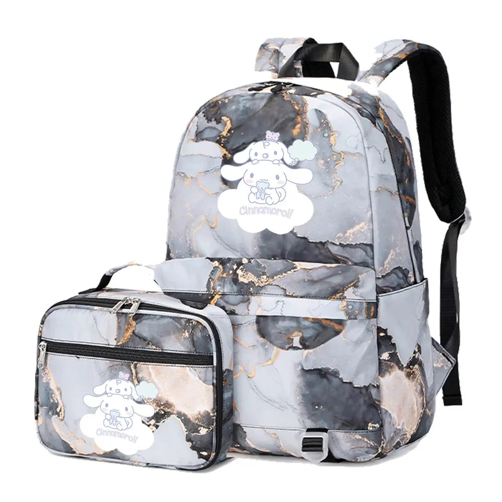 Cinnamoroll Girls Boys Kids 2 pcs Backpack with Lunch Bag Rucksack Casual School Bags for Student Teenagers Women Sets