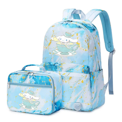 Cinnamoroll Girls Boys Kids 2 pcs Backpack with Lunch Bag Rucksack Casual School Bags for Student Teenagers Women Sets