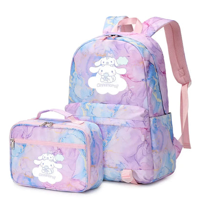 Cinnamoroll Girls Boys Kids 2 pcs Backpack with Lunch Bag Rucksack Casual School Bags for Student Teenagers Women Sets