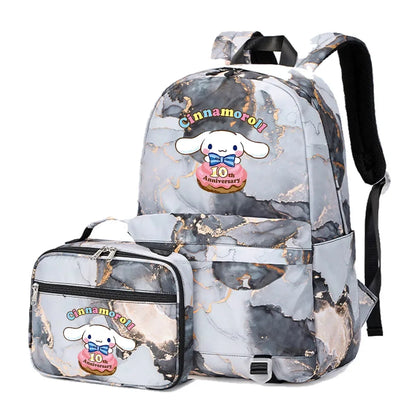 Cinnamoroll Girls Boys Kids 2 pcs Backpack with Lunch Bag Rucksack Casual School Bags for Student Teenagers Women Sets