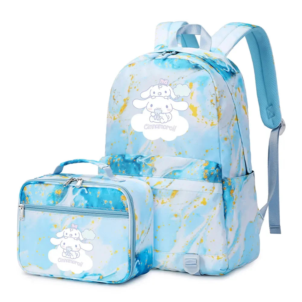 Cinnamoroll Girls Boys Kids 2 pcs Backpack with Lunch Bag Rucksack Casual School Bags for Student Teenagers Women Sets