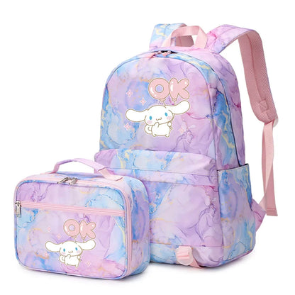 Cinnamoroll Girls Boys Kids 2 pcs Backpack with Lunch Bag Rucksack Casual School Bags for Student Teenagers Women Sets