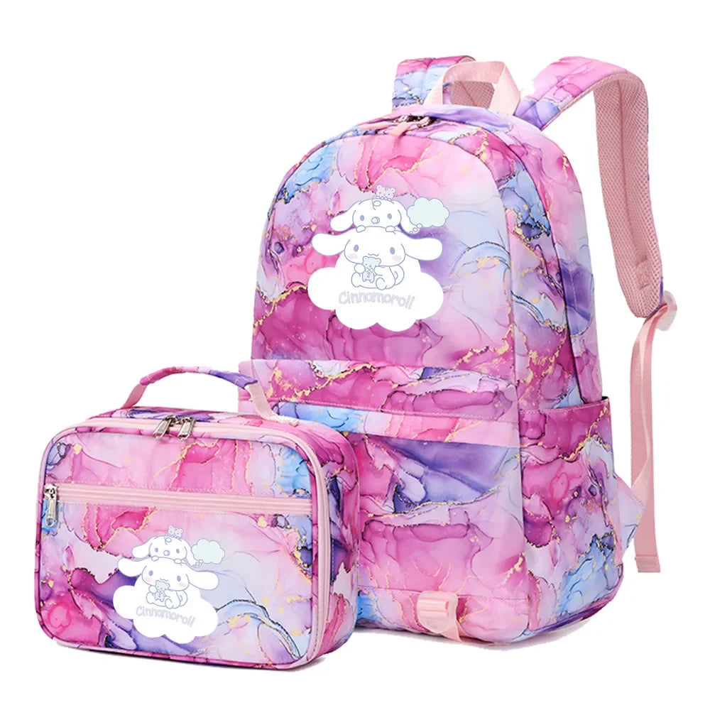 Cinnamoroll Girls Boys Kids 2 pcs Backpack with Lunch Bag Rucksack Casual School Bags for Student Teenagers Women Sets