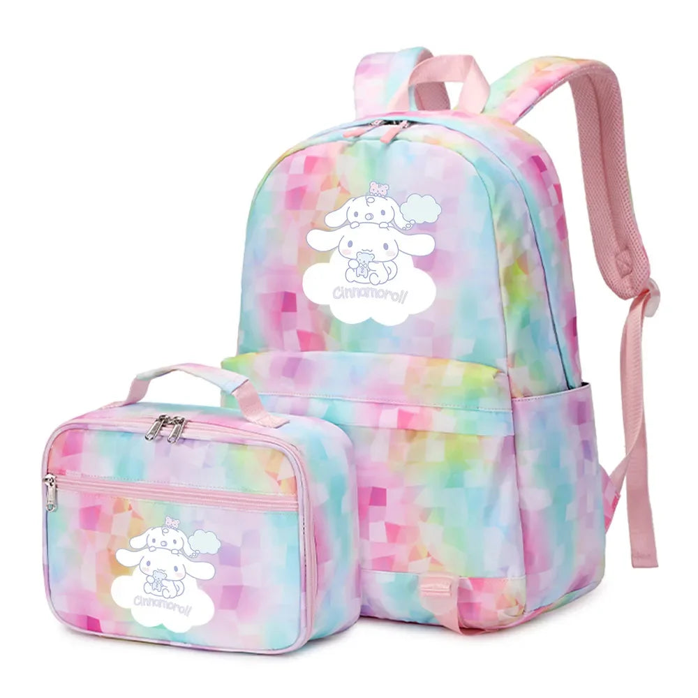 Cinnamoroll Girls Boys Kids 2 pcs Backpack with Lunch Bag Rucksack Casual School Bags for Student Teenagers Women Sets