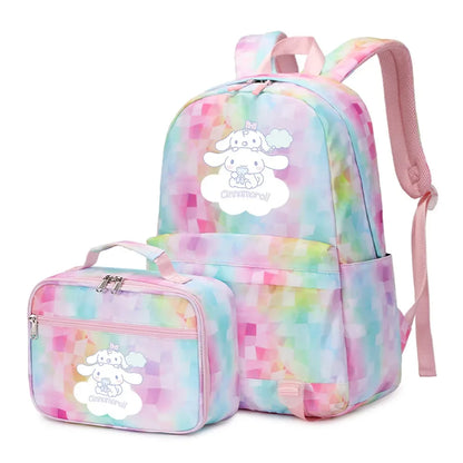 Cinnamoroll Girls Boys Kids 2 pcs Backpack with Lunch Bag Rucksack Casual School Bags for Student Teenagers Women Sets