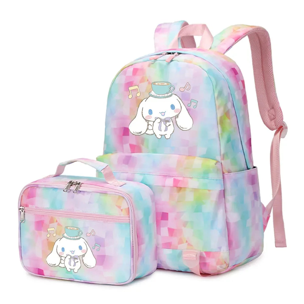 Cinnamoroll Girls Boys Kids 2 pcs Backpack with Lunch Bag Rucksack Casual School Bags for Student Teenagers Women Sets