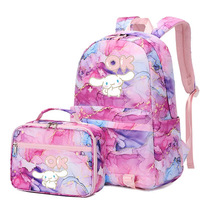 Cinnamoroll Girls Boys Kids 2 pcs Backpack with Lunch Bag Rucksack Casual School Bags for Student Teenagers Women Sets