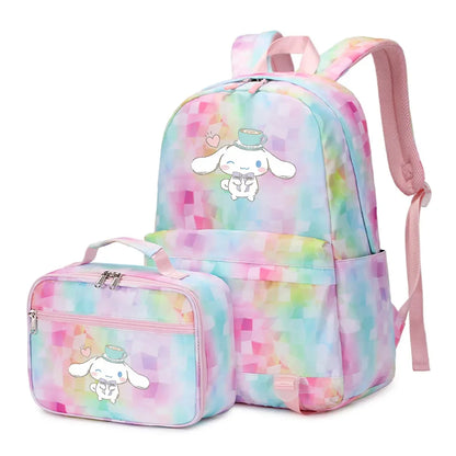 Cinnamoroll Girls Boys Kids 2 pcs Backpack with Lunch Bag Rucksack Casual School Bags for Student Teenagers Women Sets