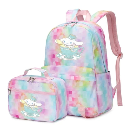Cinnamoroll Girls Boys Kids 2 pcs Backpack with Lunch Bag Rucksack Casual School Bags for Student Teenagers Women Sets