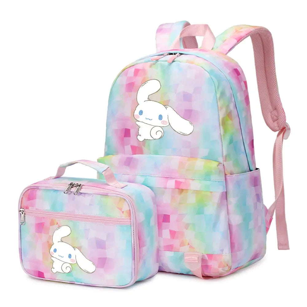 Cinnamoroll Girls Boys Kids 2 pcs Backpack with Lunch Bag Rucksack Casual School Bags for Student Teenagers Women Sets