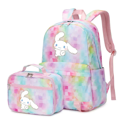 Cinnamoroll Girls Boys Kids 2 pcs Backpack with Lunch Bag Rucksack Casual School Bags for Student Teenagers Women Sets
