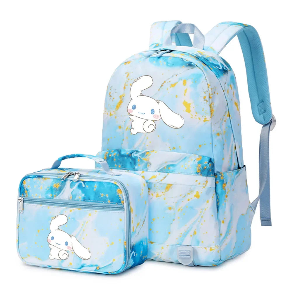 Cinnamoroll Girls Boys Kids 2 pcs Backpack with Lunch Bag Rucksack Casual School Bags for Student Teenagers Women Sets