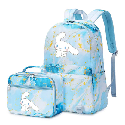 Cinnamoroll Girls Boys Kids 2 pcs Backpack with Lunch Bag Rucksack Casual School Bags for Student Teenagers Women Sets