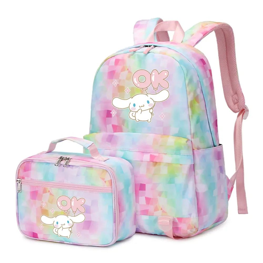 Cinnamoroll Girls Boys Kids 2 pcs Backpack with Lunch Bag Rucksack Casual School Bags for Student Teenagers Women Sets
