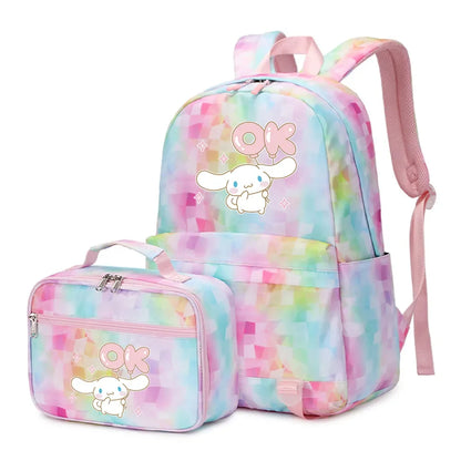 Cinnamoroll Girls Boys Kids 2 pcs Backpack with Lunch Bag Rucksack Casual School Bags for Student Teenagers Women Sets