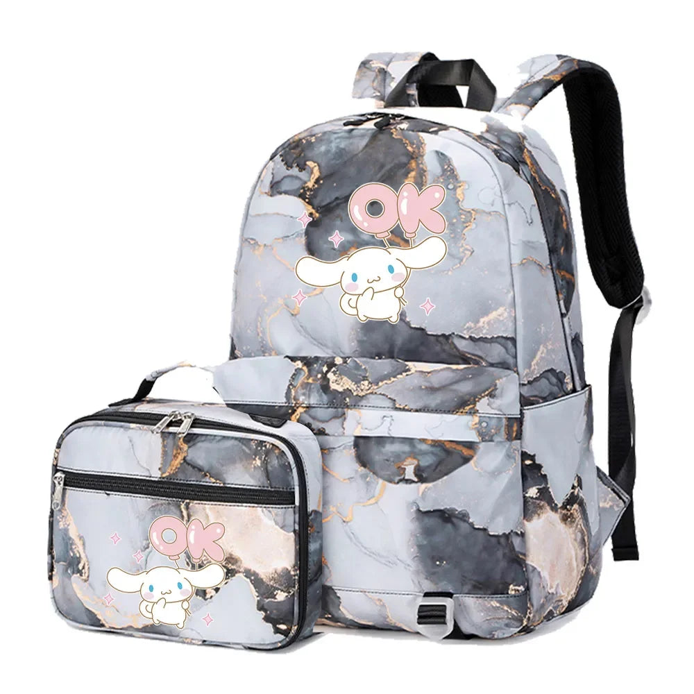 Cinnamoroll Girls Boys Kids 2 pcs Backpack with Lunch Bag Rucksack Casual School Bags for Student Teenagers Women Sets
