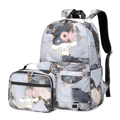 Cinnamoroll Girls Boys Kids 2 pcs Backpack with Lunch Bag Rucksack Casual School Bags for Student Teenagers Women Sets
