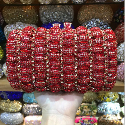 Classic Design Silver red gold Wedding Clutch Bags Women Luxury Crystal Party Evening bags Sparkly Handmade Bridal Purse Bag
