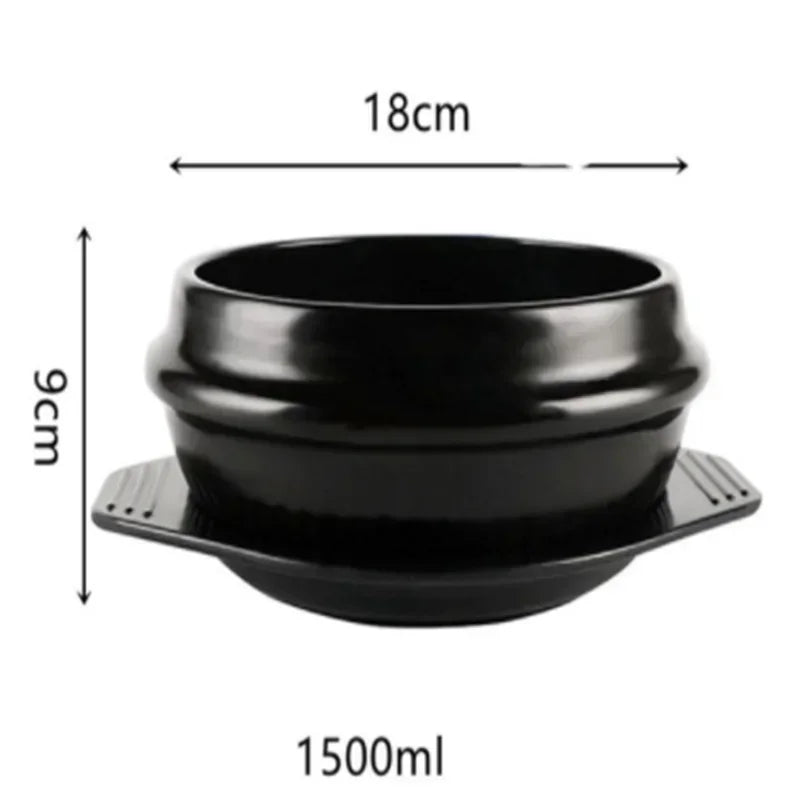 Classic Korean Cuisine Sets Dolsot Stone Bowl Pot for Bibimbap Jjiage Ceramic Soup Ramen Bowls With Tray Chopsticks Spoon