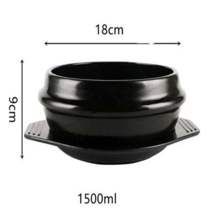 Classic Korean Cuisine Sets Dolsot Stone Bowl Pot for Bibimbap Jjiage Ceramic Soup Ramen Bowls With Tray Chopsticks Spoon