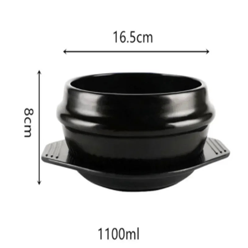 Classic Korean Cuisine Sets Dolsot Stone Bowl Pot for Bibimbap Jjiage Ceramic Soup Ramen Bowls With Tray Chopsticks Spoon