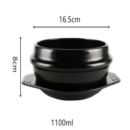 Classic Korean Cuisine Sets Dolsot Stone Bowl Pot for Bibimbap Jjiage Ceramic Soup Ramen Bowls With Tray Chopsticks Spoon