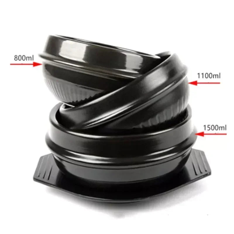 Classic Korean Cuisine Sets Dolsot Stone Bowl Pot for Bibimbap Jjiage Ceramic Soup Ramen Bowls With Tray Chopsticks Spoon
