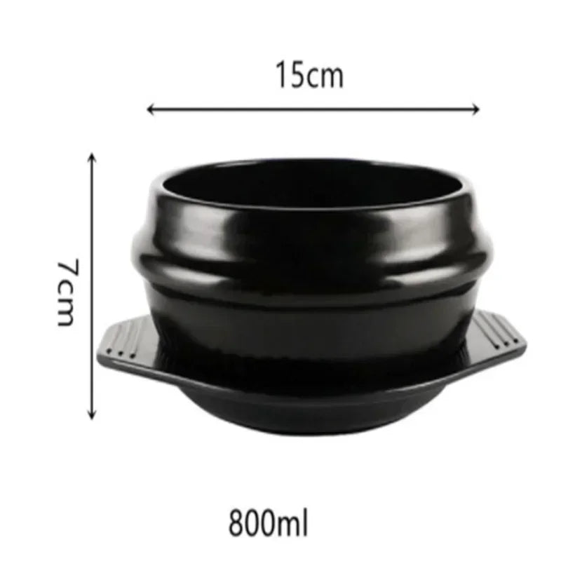 Classic Korean Cuisine Sets Dolsot Stone Bowl Pot for Bibimbap Jjiage Ceramic Soup Ramen Bowls With Tray Chopsticks Spoon