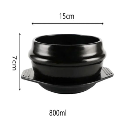 Classic Korean Cuisine Sets Dolsot Stone Bowl Pot for Bibimbap Jjiage Ceramic Soup Ramen Bowls With Tray Chopsticks Spoon