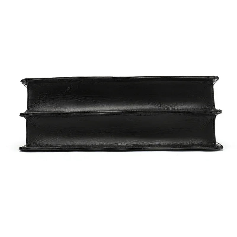 Classic Luxury Men Briefcase Genuine Leather Work Totes Business Handbags Black Red Cowskin Laptop for Layer Doctor Bag