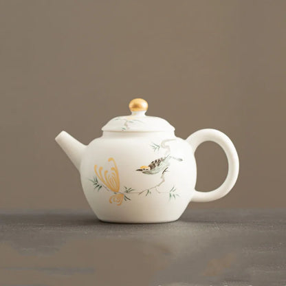 Classic Suet Jade White Porcelain Teapot Household Filter Tea Pot Handmade Ceramics Tea Set Accessories Customized Gifts 160ml