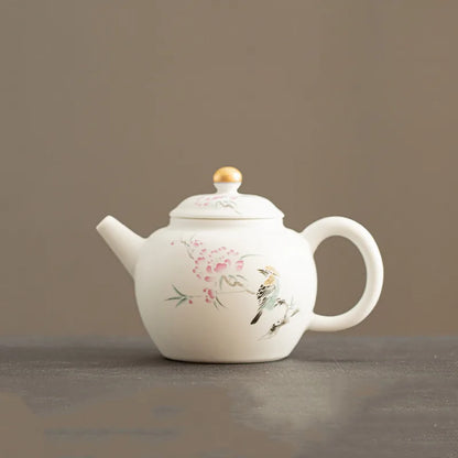 Classic Suet Jade White Porcelain Teapot Household Filter Tea Pot Handmade Ceramics Tea Set Accessories Customized Gifts 160ml