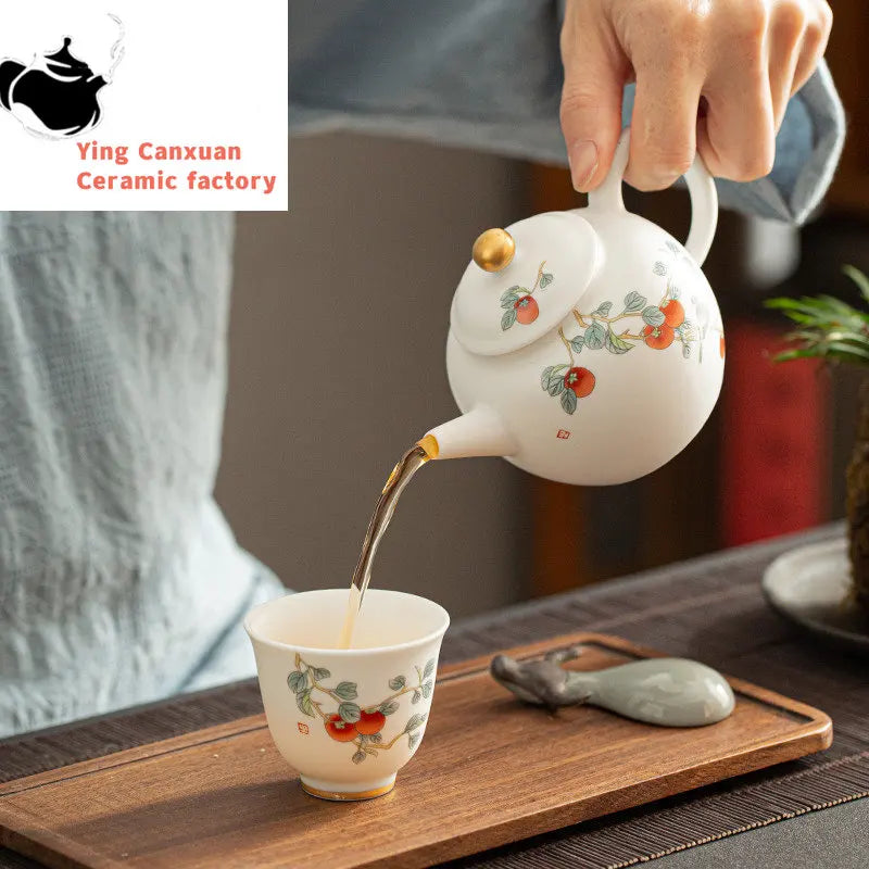 Classic Suet Jade White Porcelain Teapot Household Filter Tea Pot Handmade Ceramics Tea Set Accessories Customized Gifts 160ml