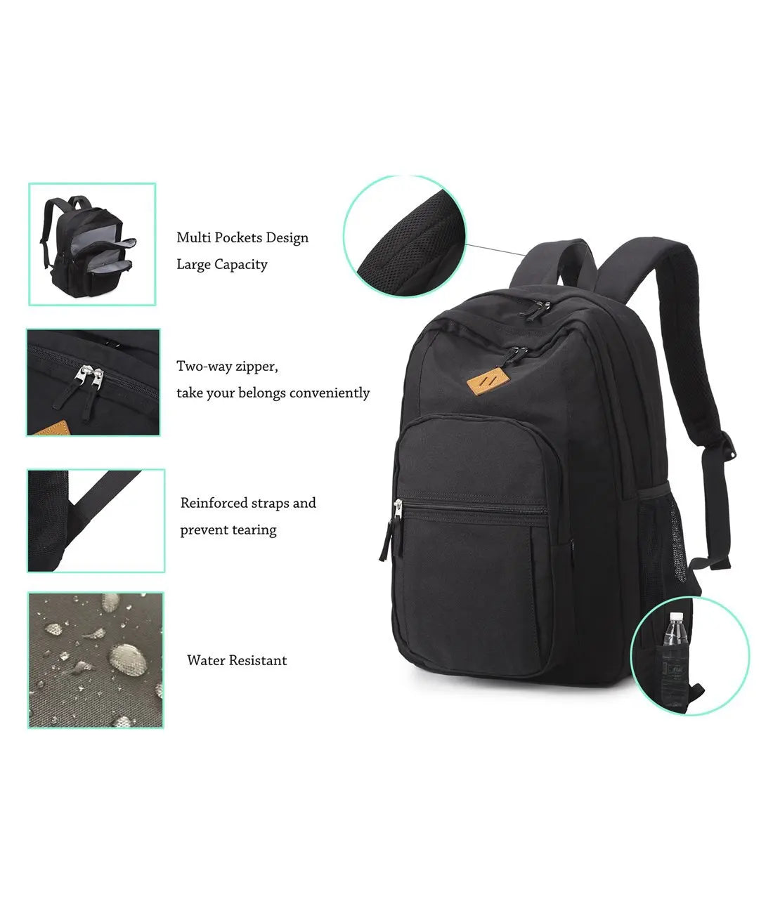 Classical Basic Travel Backpack For School Water Resistant Bookbag