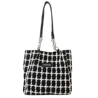 Classical Checkered Handbag Large Capacity Plaids Tote Bag Trend & Functional Tote Bag Nylon for Students Ladies Girls