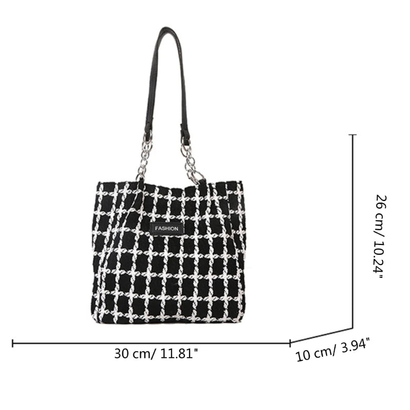 Classical Checkered Handbag Large Capacity Plaids Tote Bag Trend & Functional Tote Bag Nylon for Students Ladies Girls