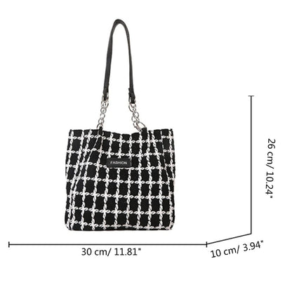 Classical Checkered Handbag Large Capacity Plaids Tote Bag Trend & Functional Tote Bag Nylon for Students Ladies Girls