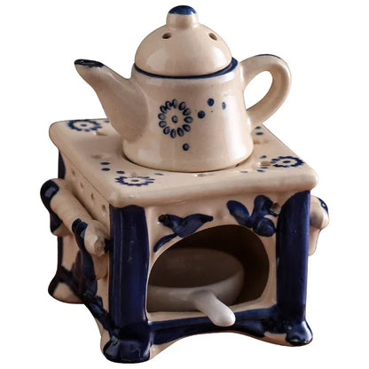 Classical Retro Candle Essential Oils Burner Creative Ceramic Teapot Aromatherapy Oil Lamp Fragrance Burners Home Decor